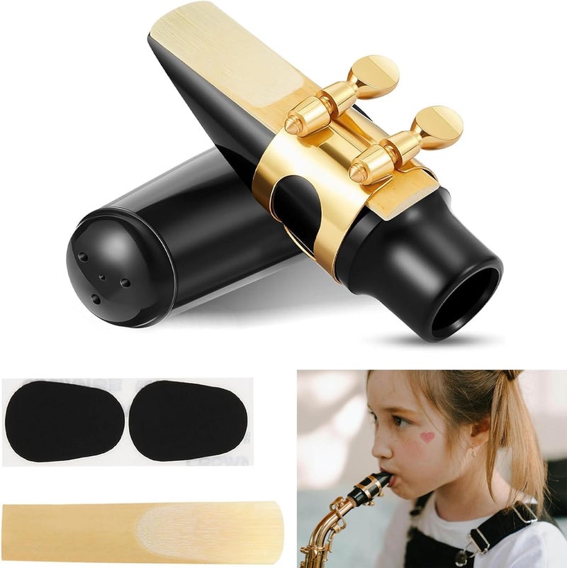 REMAGIC Alto Saxophone Mouthpiece Kit, Cap & Metal Ligature & Mouthpiece Reed & Cushions Pads, Strength Saxophone Reeds 2.5 Reeds for Alto Saxophone Use Replacement Supply - Image 1